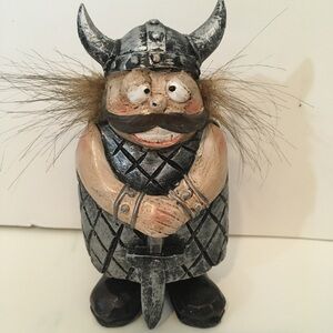 Funny hairy viking cross eyed figurine toy 4” resin